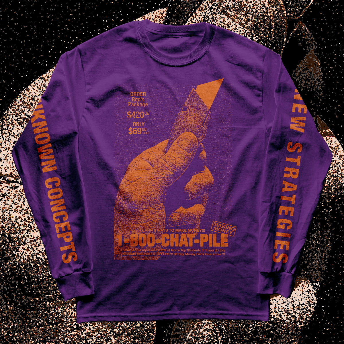 The Flenser Apparel Chat Pile &quot;1-800-CHAT-PILE&quot; Purple Longsleeve Shirt