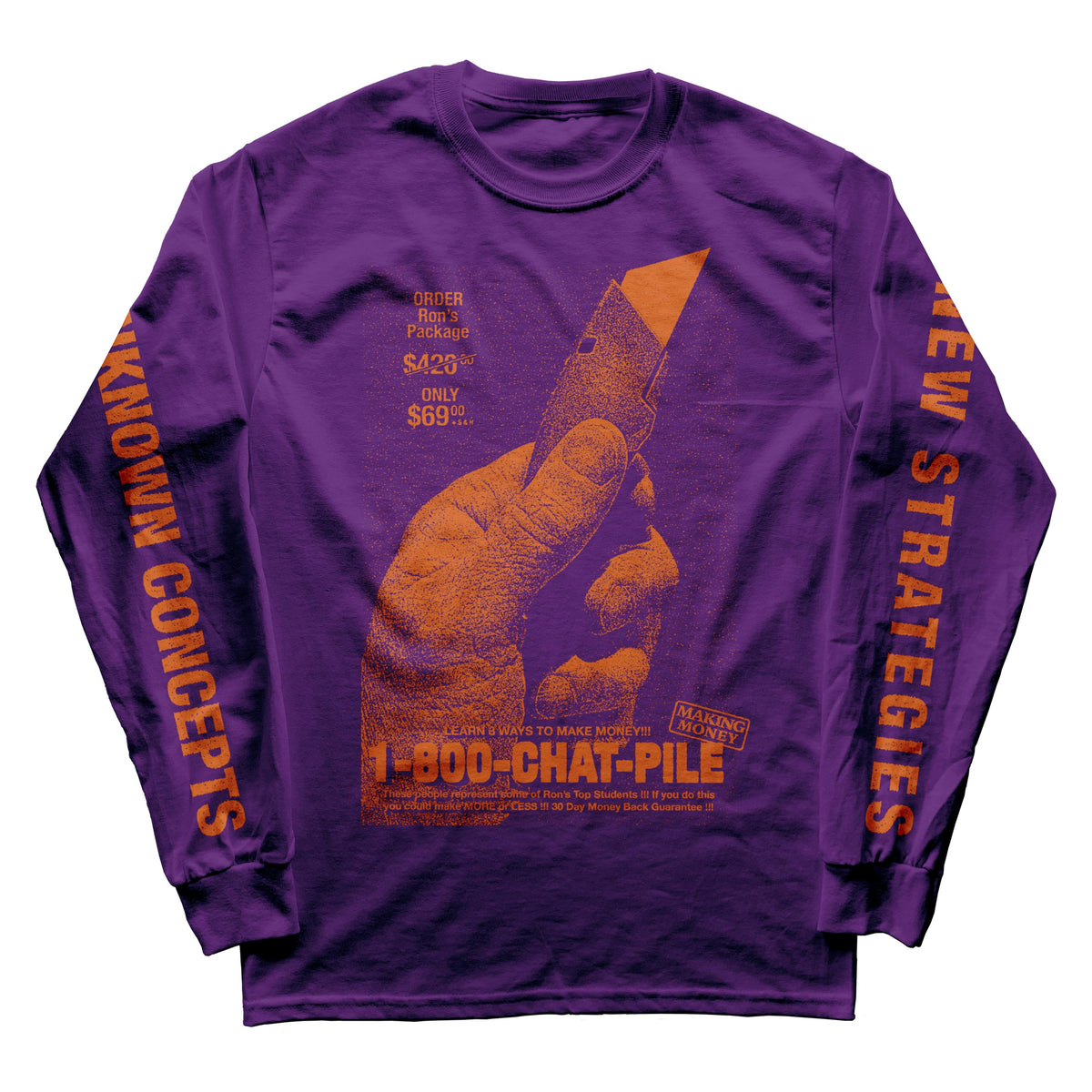 The Flenser Apparel Chat Pile &quot;1-800-CHAT-PILE&quot; Purple Longsleeve Shirt