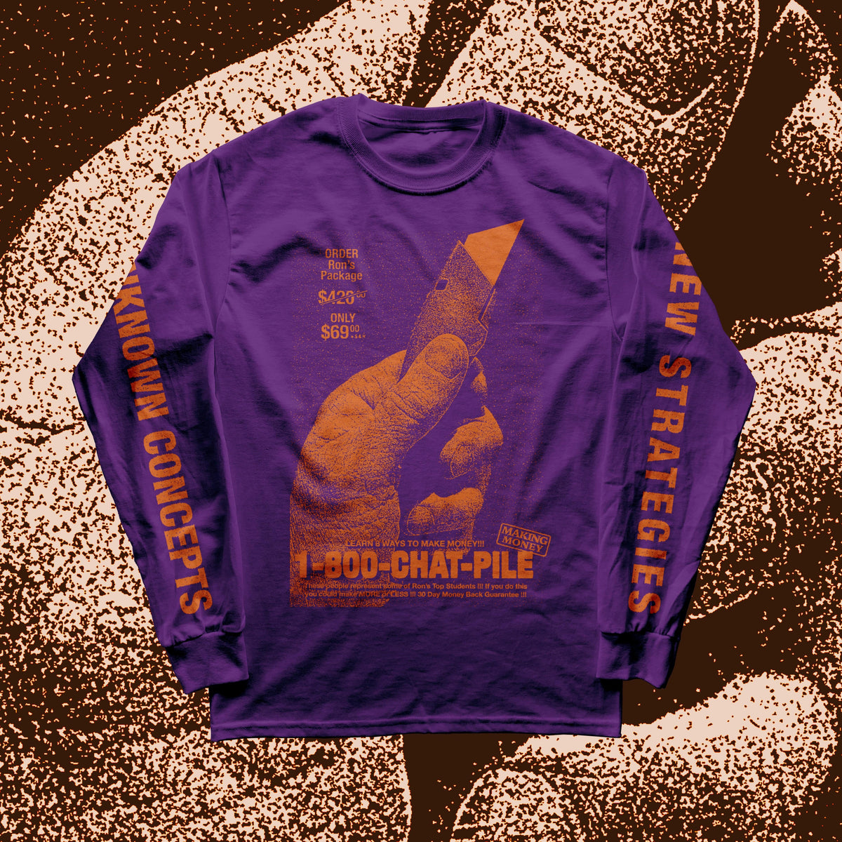 The Flenser Apparel Small Chat Pile &quot;1-800 Chat Pile&quot; Purple Longsleeve Shirt