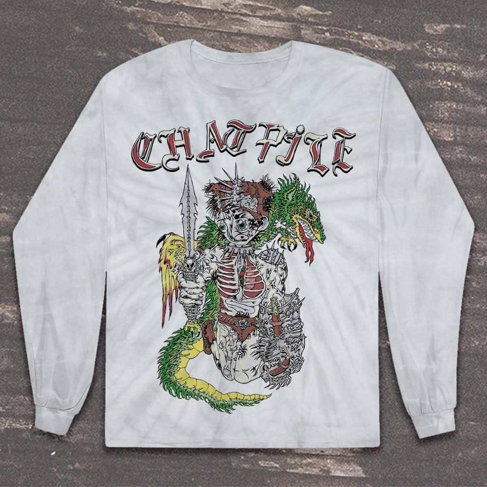 The Flenser Apparel Small Chat Pile "Dragon Slayer" Spider Silver Longsleeve Shirt