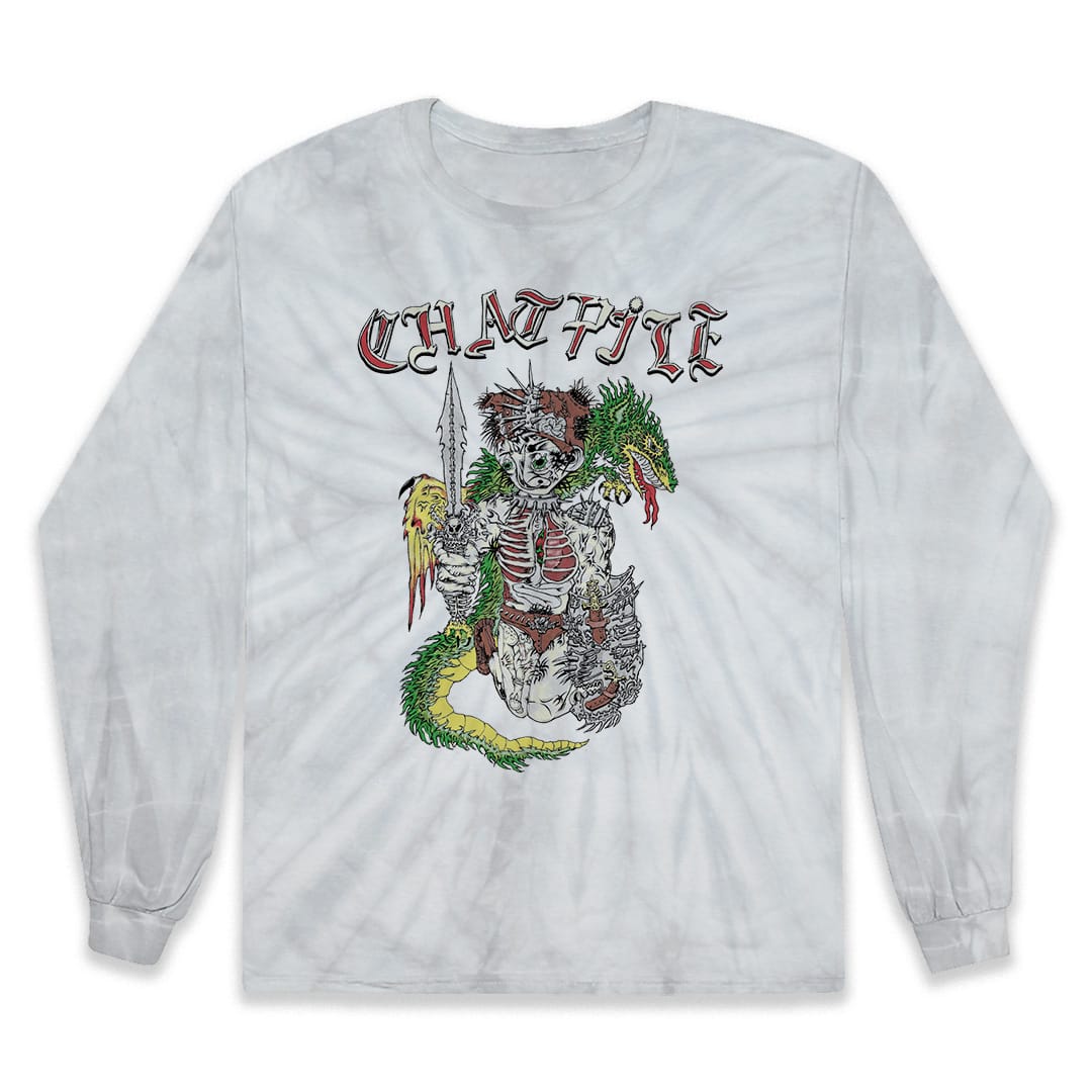 The Flenser Apparel Small Chat Pile "Dragon Slayer" Spider Silver Longsleeve Shirt