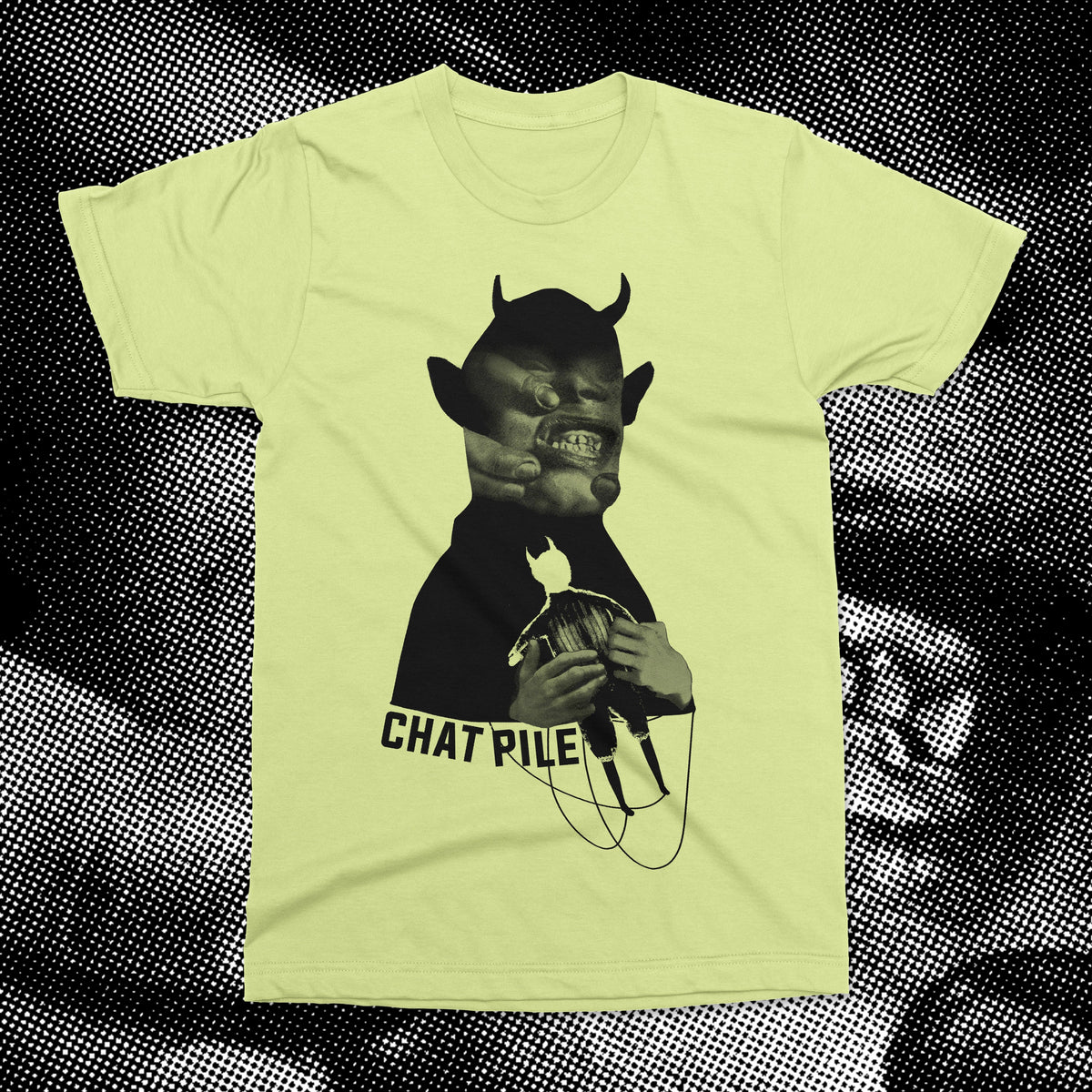 The Flenser Apparel Small Chat Pile "Wicked Puppet" Chic Lime Shirt