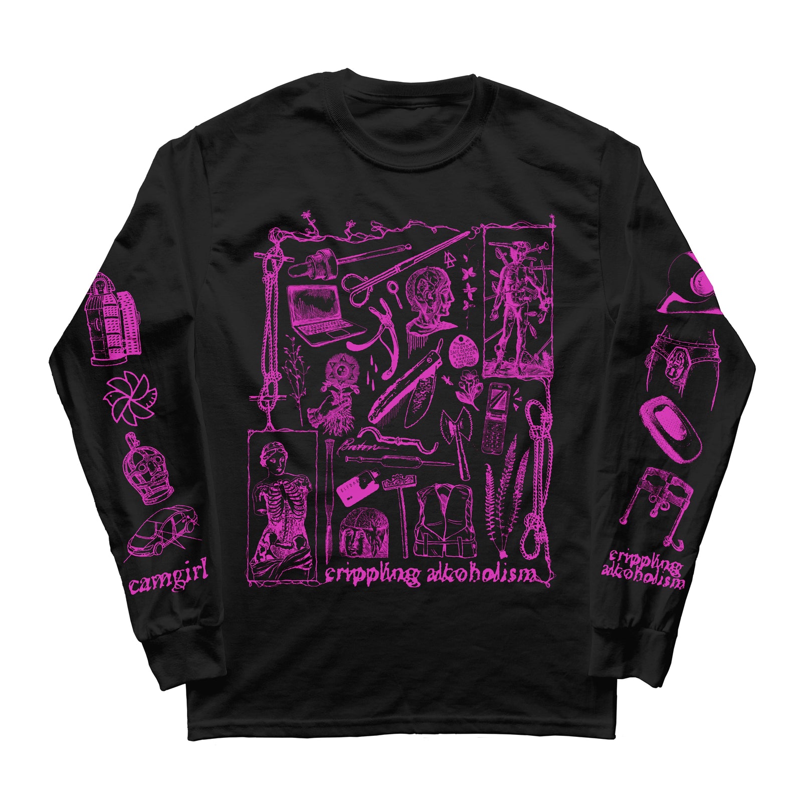 The Flenser Apparel Crippling Alcoholism "Camgirl Collage" Longsleeve