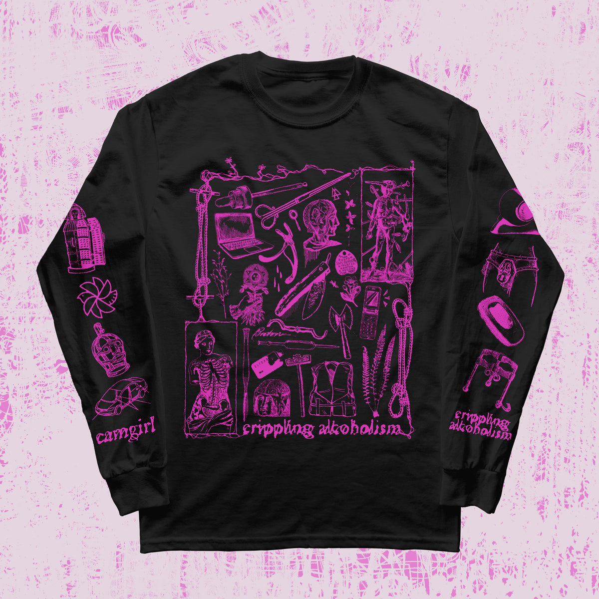 The Flenser Apparel Small Crippling Alcoholism "Camgirl Collage" Longsleeve