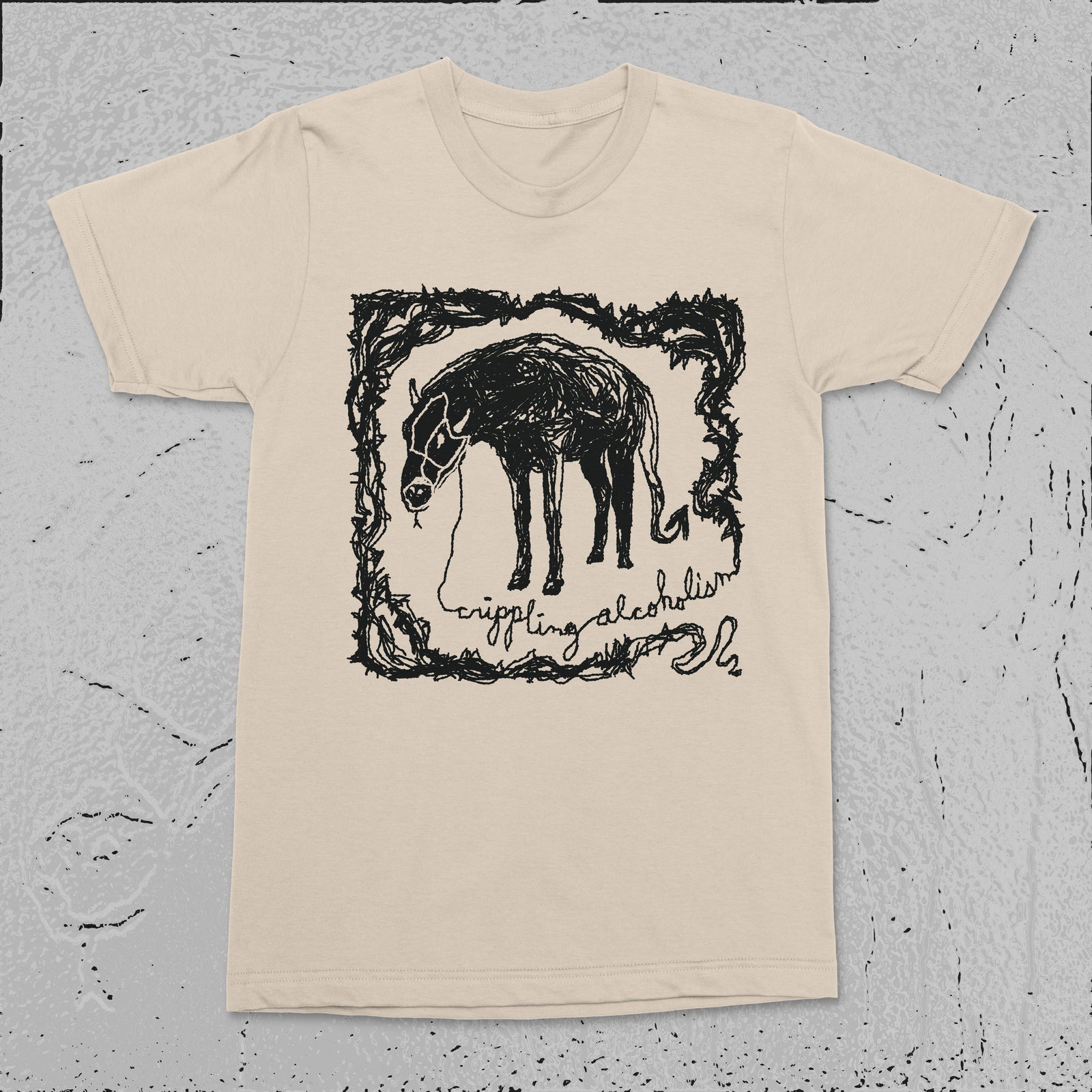 The Flenser Apparel Small Crippling Alcoholism "Natural Pony" Shirt