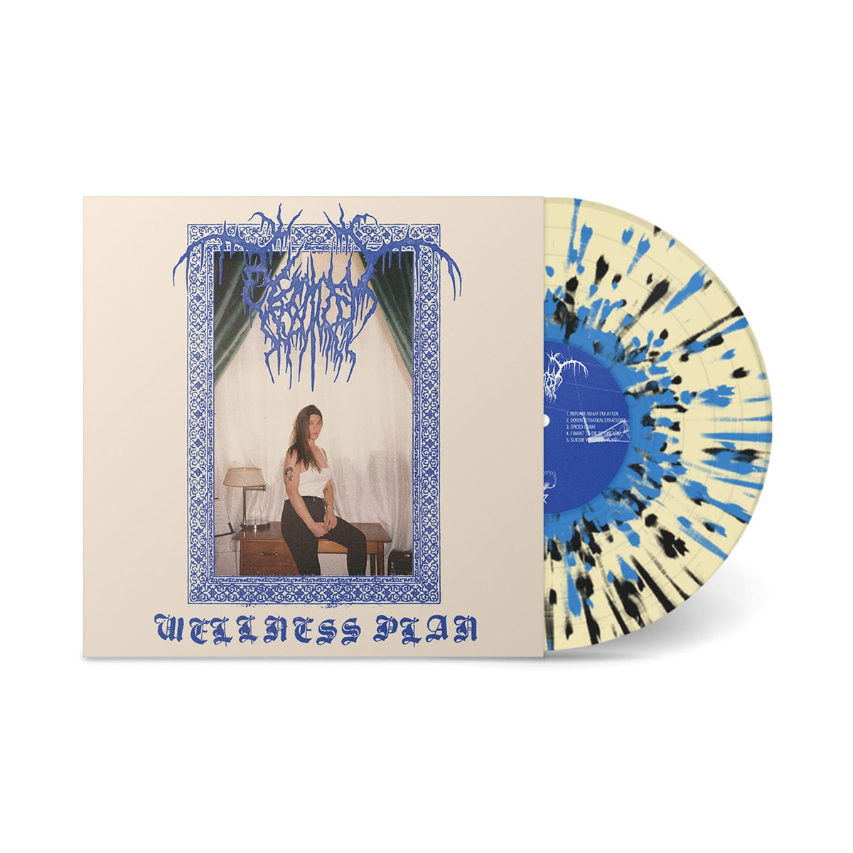 The Flenser Vinyl Bone with Blue and Black Splatter Vinyl Genital Shame "Wellness Plan" LP (pre-order)