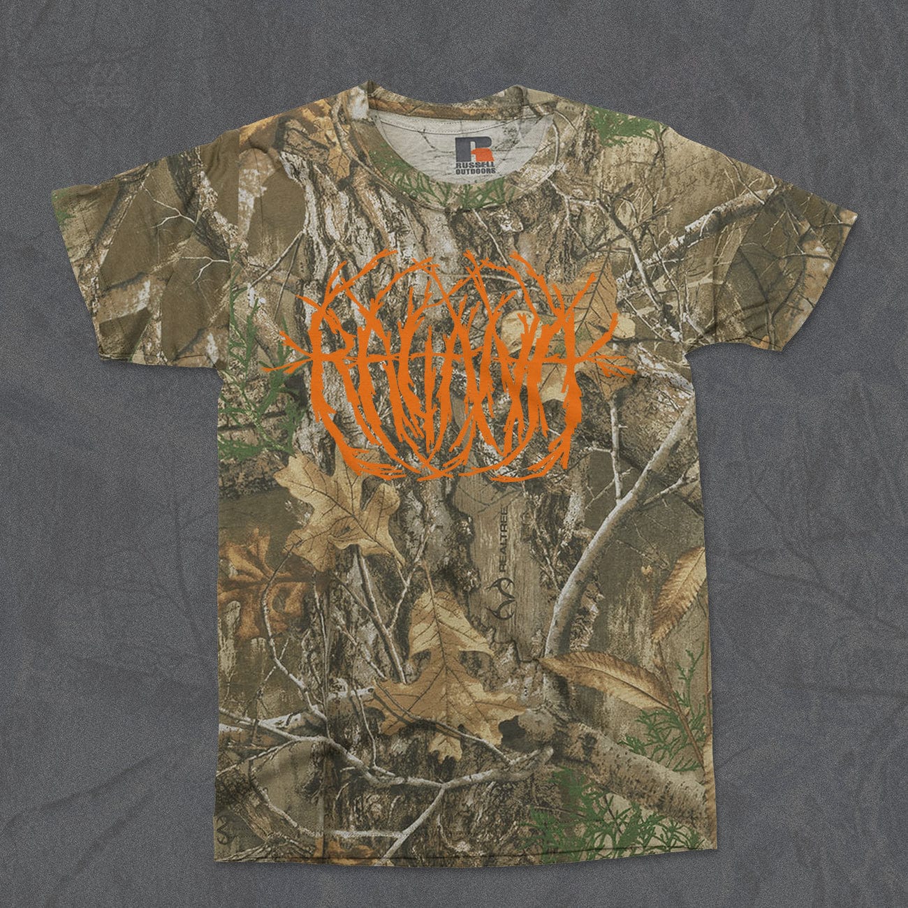 The Flenser Apparel Ragana "Orange Logo" Realtree Shirt (pre-order)