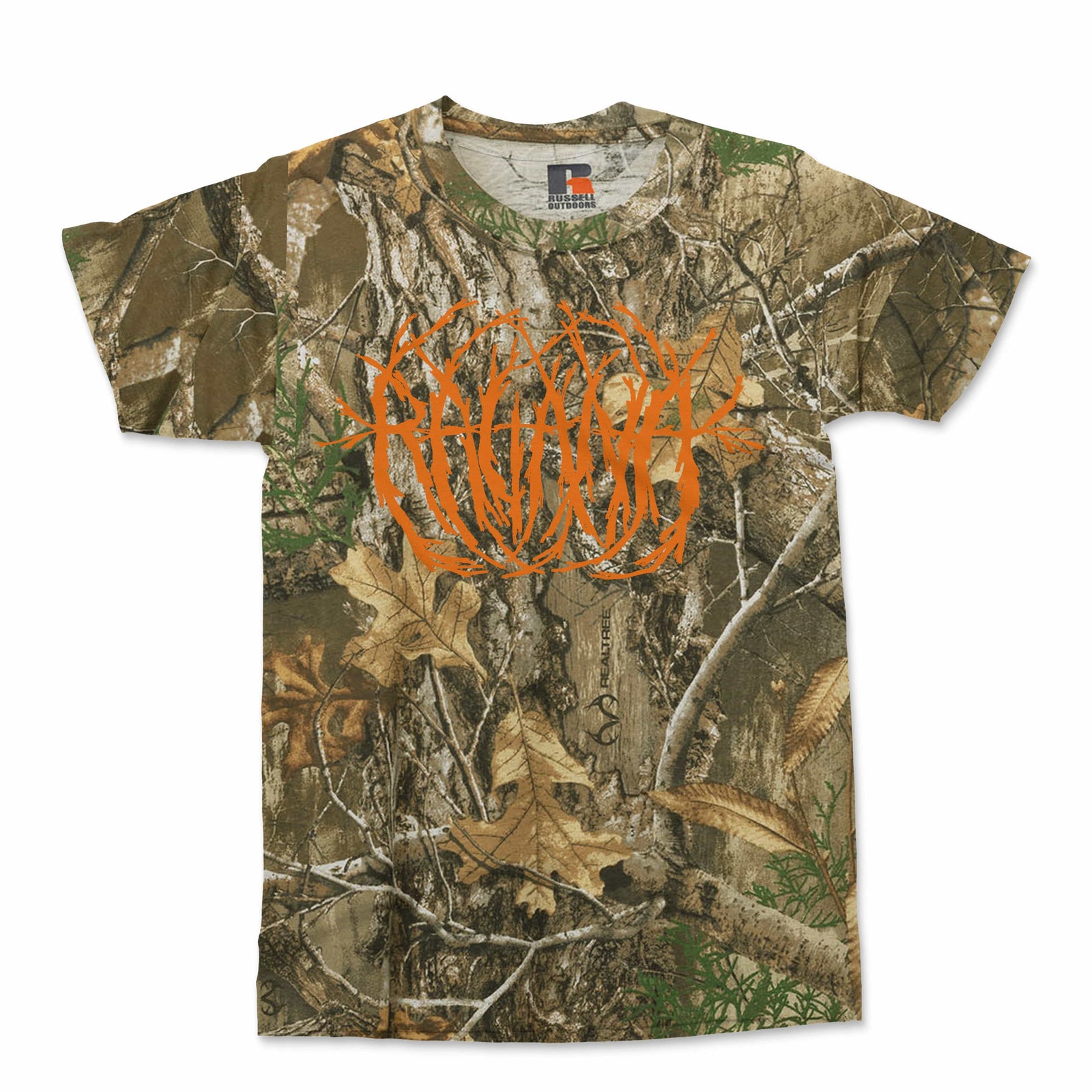 The Flenser Apparel Ragana "Orange Logo" Realtree Shirt (pre-order)