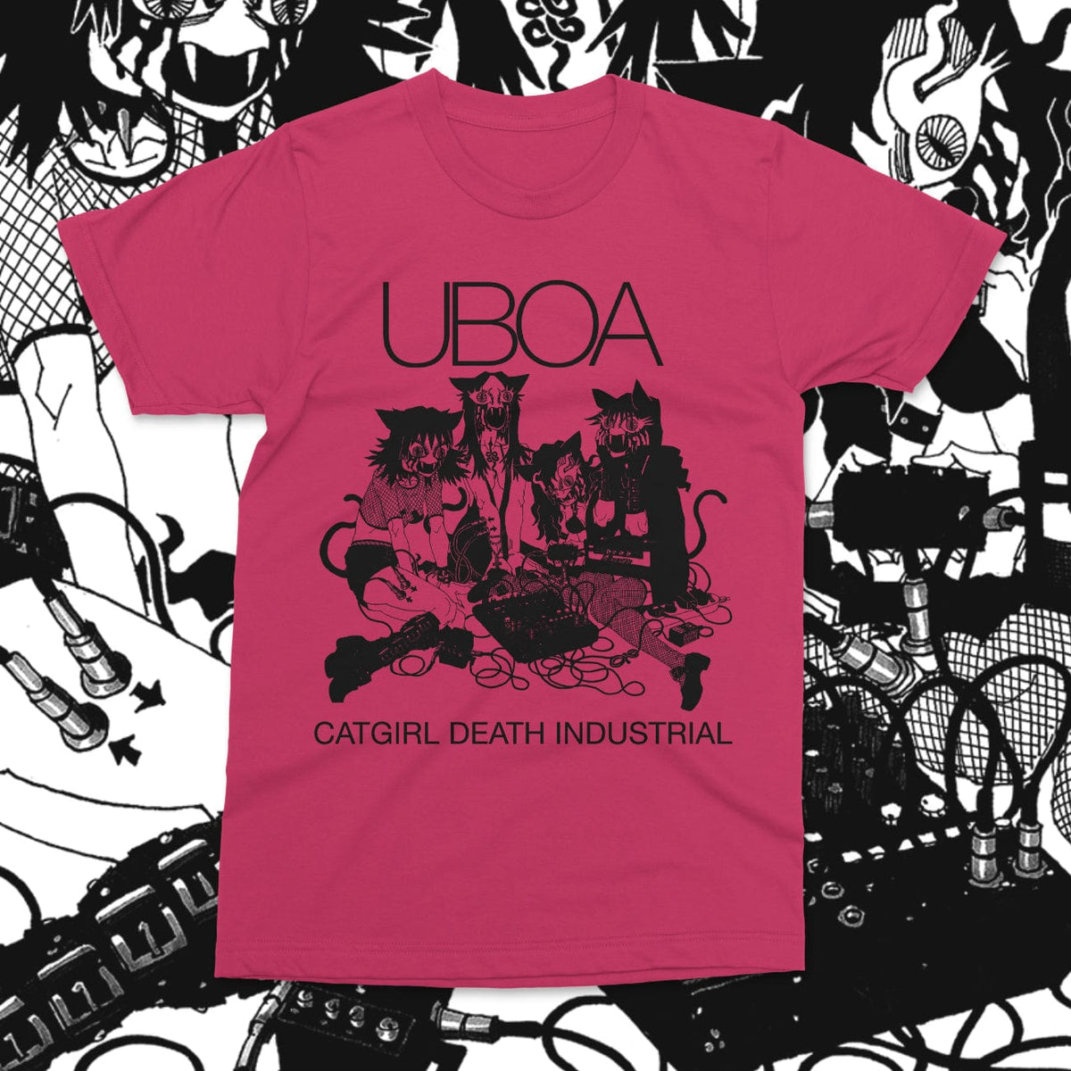 The Flenser Apparel Small Uboa &quot;Cat Girl&quot; Fuchsia Shirt (pre-order)