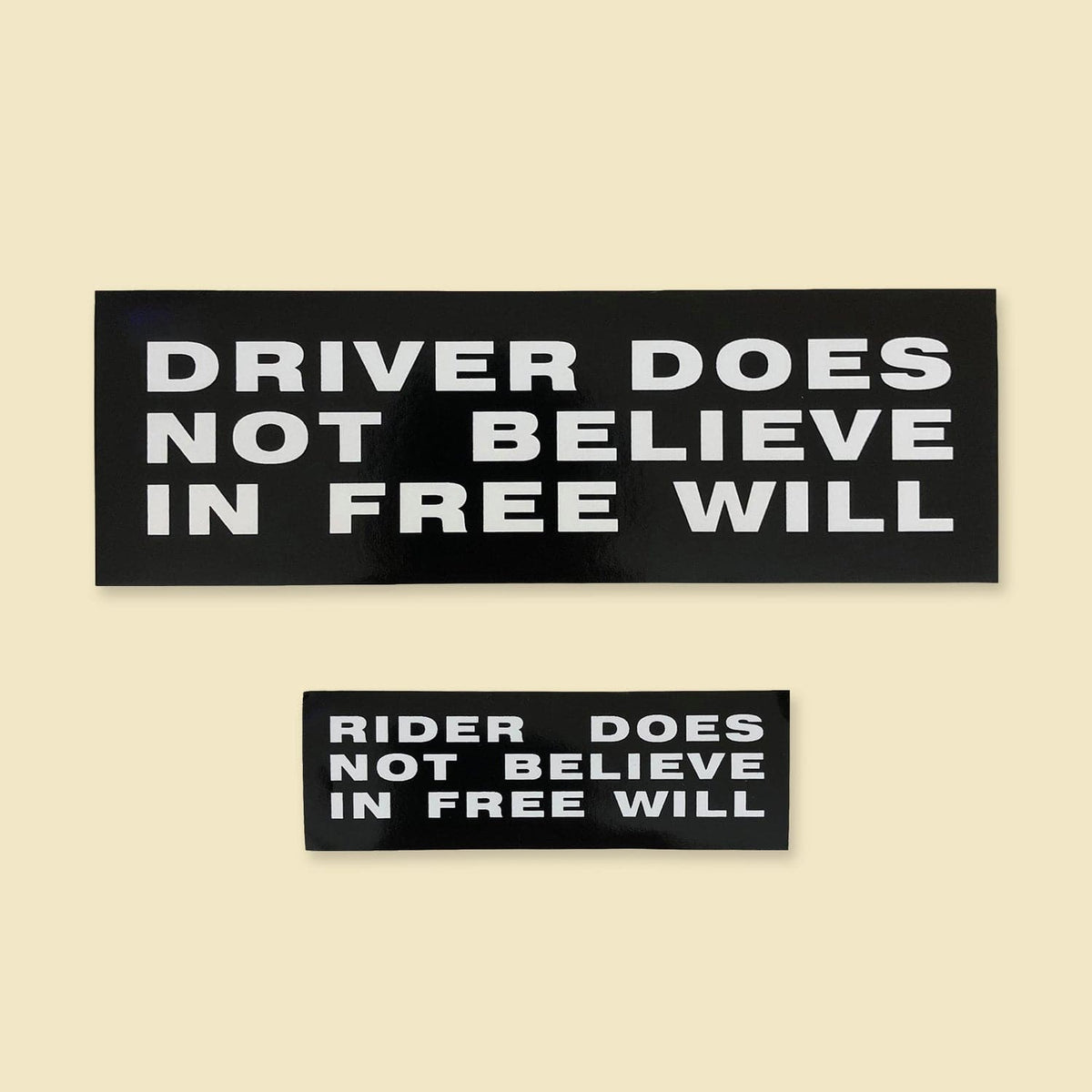 The Flenser Apparel Driver Sticker Wreck and Reference "Does Not Believe In Free Will" Sticker